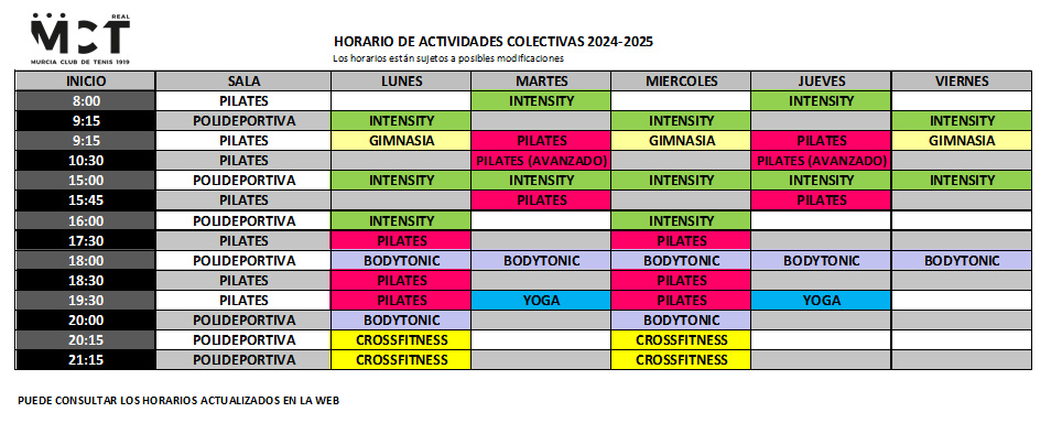 Horarios Actividades Colectivas 24/25